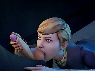 3D Porn - Cartoon Sex - Girl swallows sperm after blowjob with the addition of handjob encircling the Nautical head